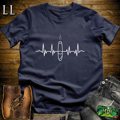 Cigar Heartbeat Softstyle T Shirt Navy | Cigar Lover Heartbeat Tee