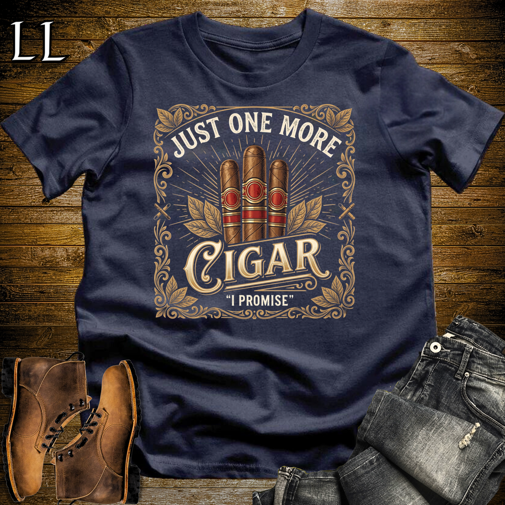 Just One More Cigar Softstyle T Shirt Navy | Funny Cigar Tee