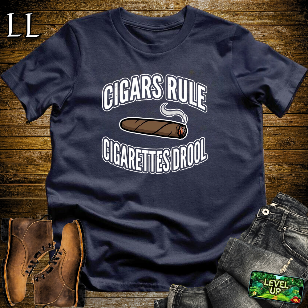 Cigars Rules Cigs Drool Softstyle T Shirt Navy | Funny Cigar Tee