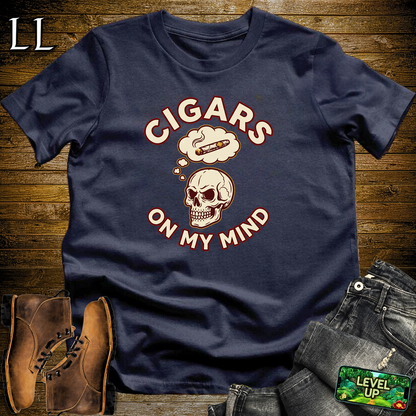 Cigars On My Mind Softstyle T Shirt Navy | Cigar Lover Tee