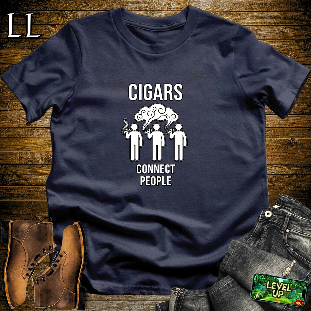 Cigars Connect People Softstyle T Shirt Navy | Cigar Lover Tee
