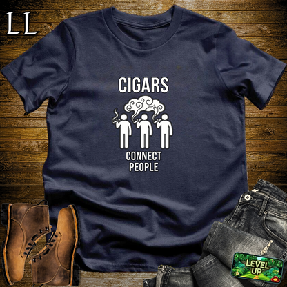 Cigars Connect People Softstyle T Shirt Navy | Cigar Lover Tee