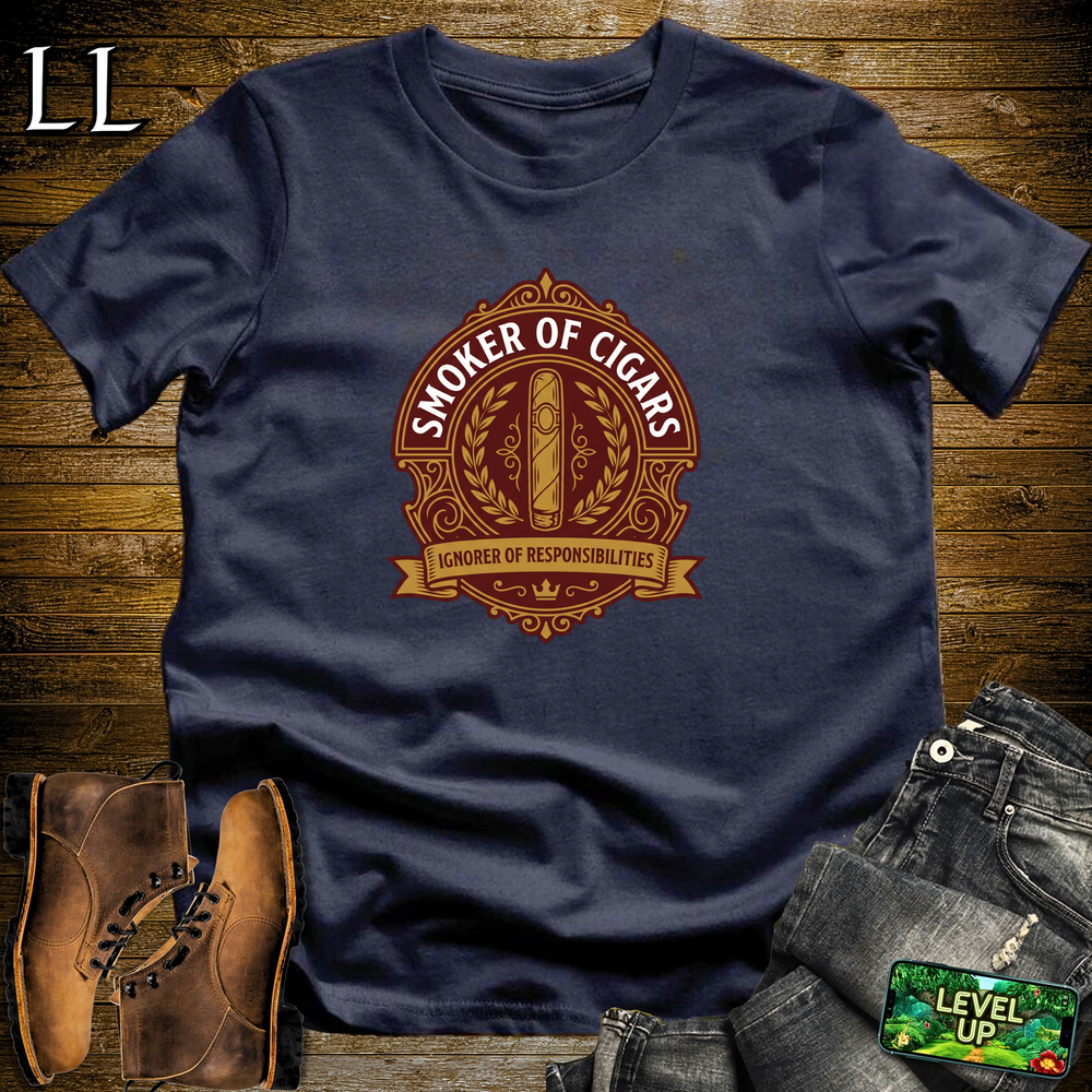 Smoker Of Cigars Softstyle T Shirt Navy | Cigar Lover Tee