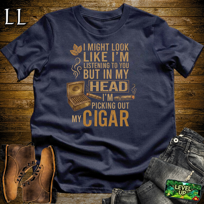 Picking Out Cigars Softstyle T Shirt Navy | Cigar Lover Tee