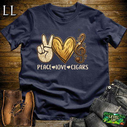 Peace Love Cigars Softstyle T Shirt Navy | Cigar Lover Tee