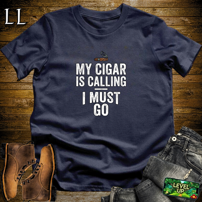 My Cigar Is Calling I Must Go Softstyle T Shirt Navy | Funny Cigar Tee