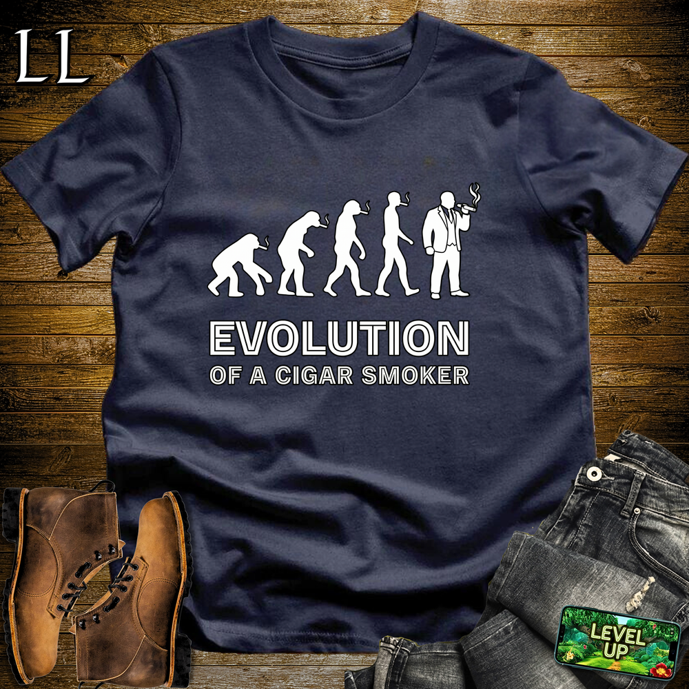 Evolution Of A Cigar Smoker Softstyle T Shirt Navy | Funny Cigar Tee