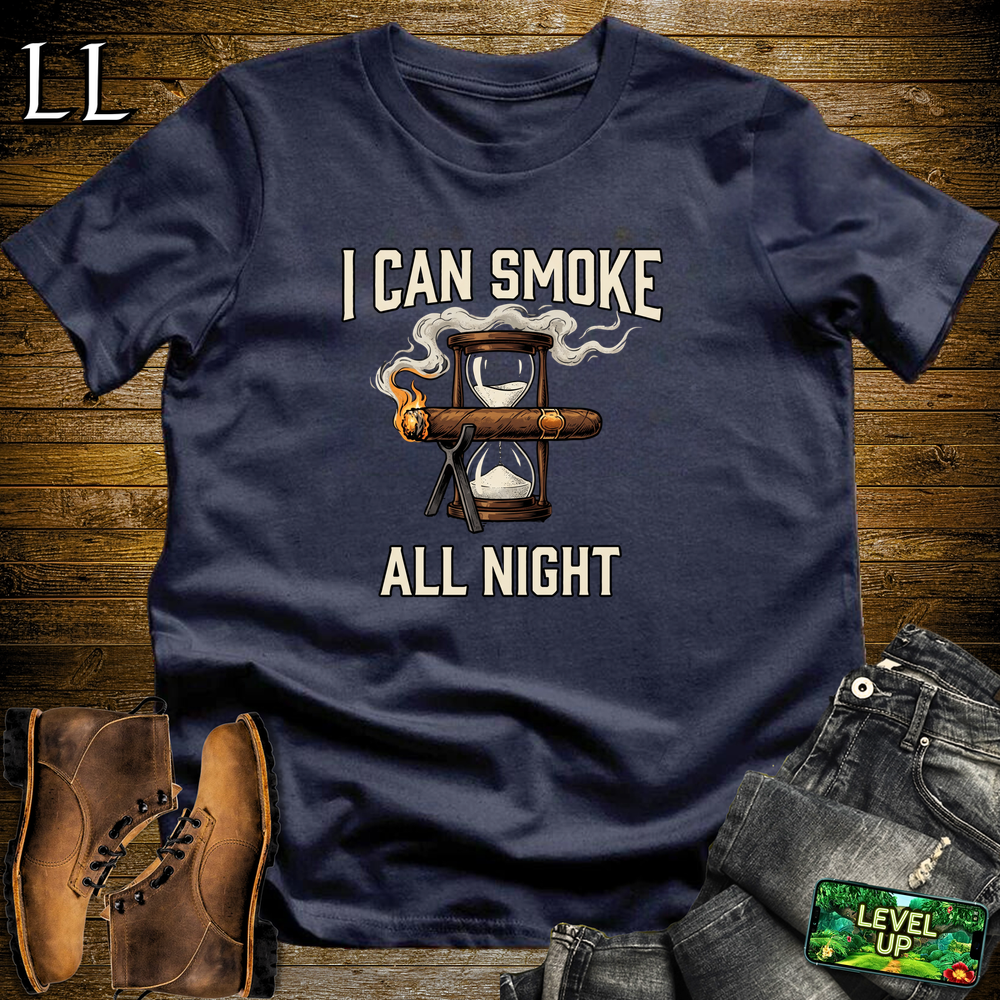 I Can Smoke All Night Softstyle T Shirt Navy | Funny Cigar Tee