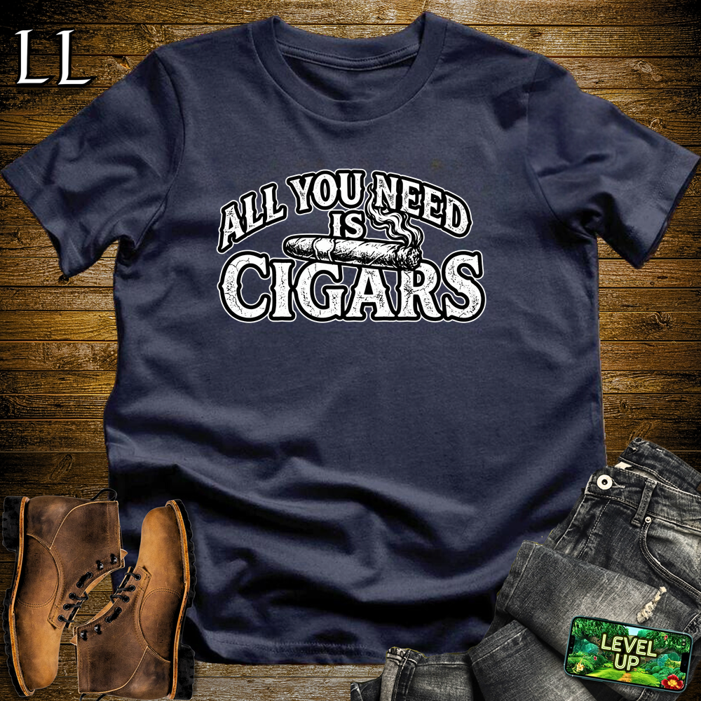 All You Need Is Cigars Softstyle T Shirt Navy | Cigar Lover Tee