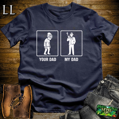 Your Dad Vs My Dad Cigars Softstyle T Shirt Navy | Funny Cigar Dad Tee