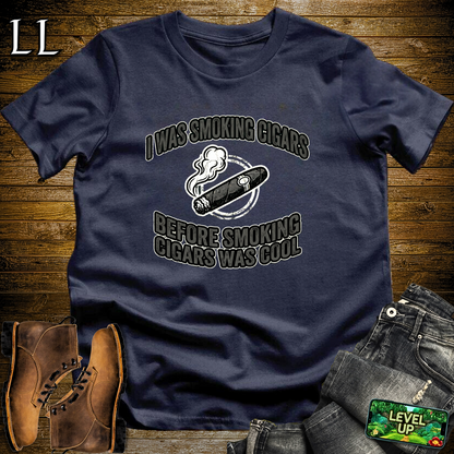 Smoking Cigars Before It Was Cool Softstyle T Shirt Navy | Funny Cigar Tee