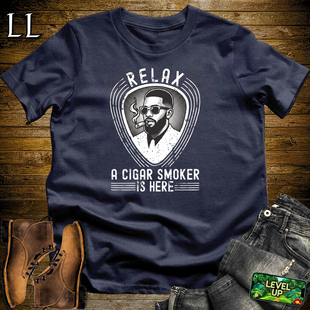 Relax A Cigar Smokers Here Softstyle T Shirt Navy | Cigar Lover Tee