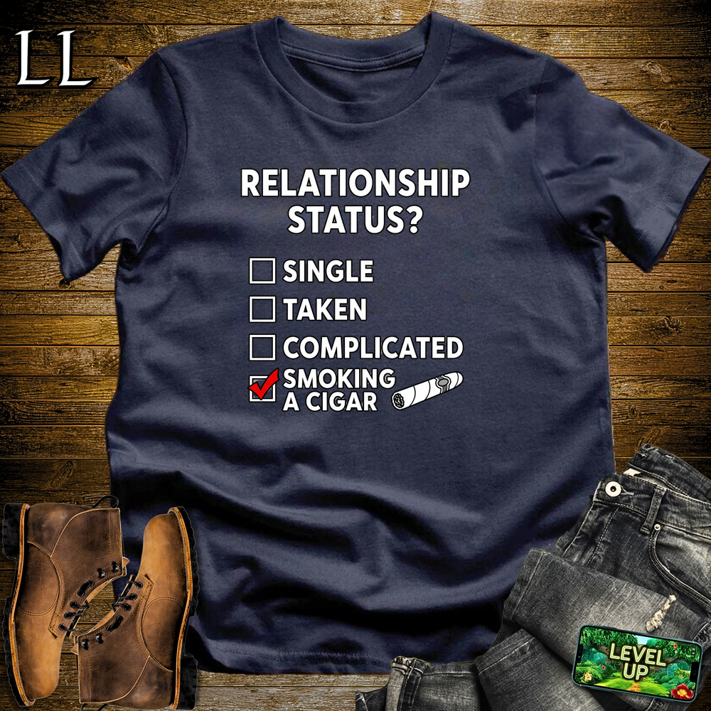 Relationship Status Cigars Softstyle T Shirt Navy | Funny Cigar Tee