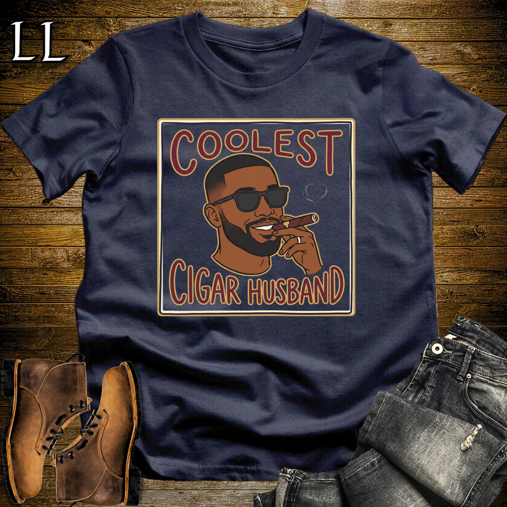 Coolest Cigar Husband Softstyle T Shirt Navy | Cigar Husband Tee