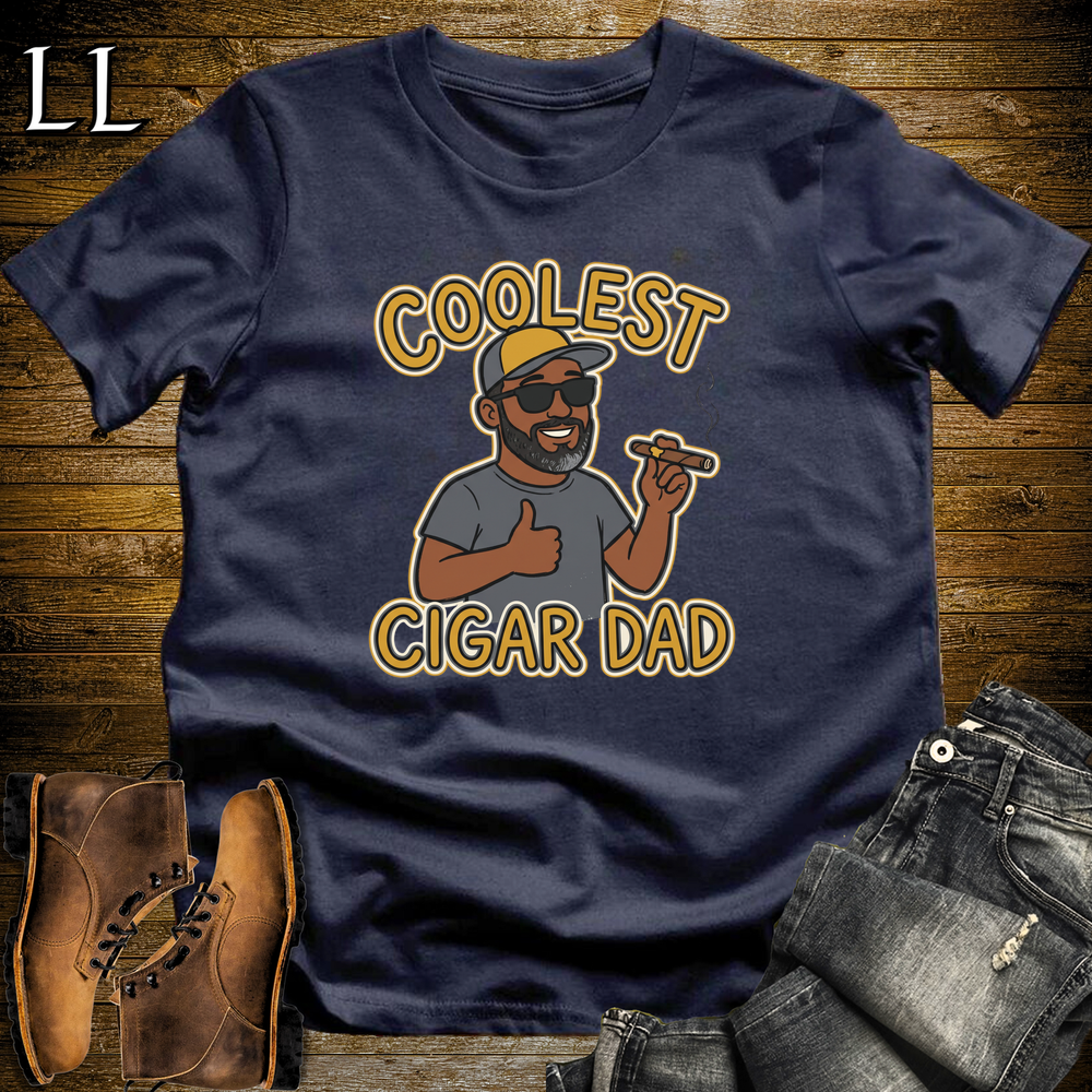 Coolest Cigar Dad Softstyle T Shirt Navy | Cigar Dad Gift Tee
