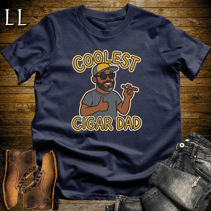 Coolest Cigar Dad Softstyle T Shirt Navy | Cigar Dad Gift Tee