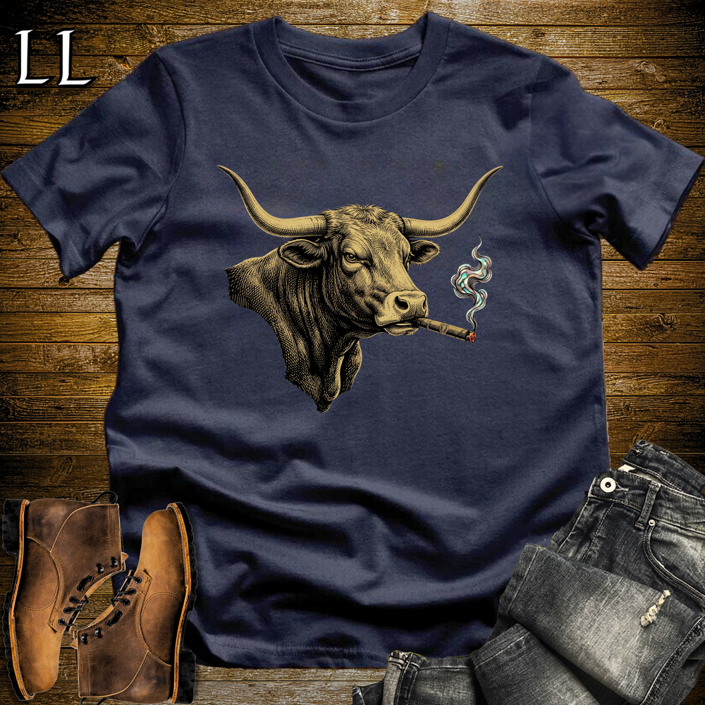 Vintage Cigar Texas Longhorn Softstyle T Shirt Navy | Vintage Texas Longhorn Cigar Tee