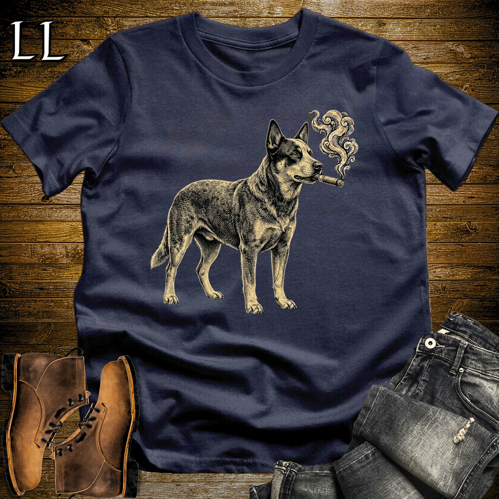 Vintage Cigar Australian Cattle Dog Softstyle T Shirt Navy | Cigar Australian Cattle Dog Tee
