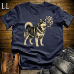 Vintage Cigar Alaskan Malamute Softstyle T Shirt Navy | Cigar Alaskan Malamute Tee