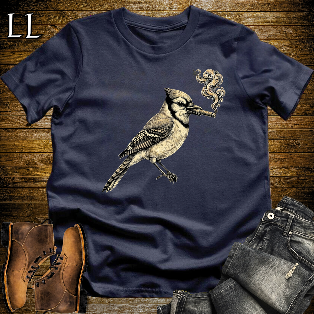 Vintage Cigar Blue Jay Softstyle T Shirt Navy | Cigar Blue Jay Tee