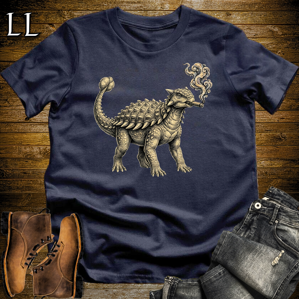 Vintage Cigar Ankylosaurus Softstyle T Shirt Navy | Cigar Ankylosaurus Tee