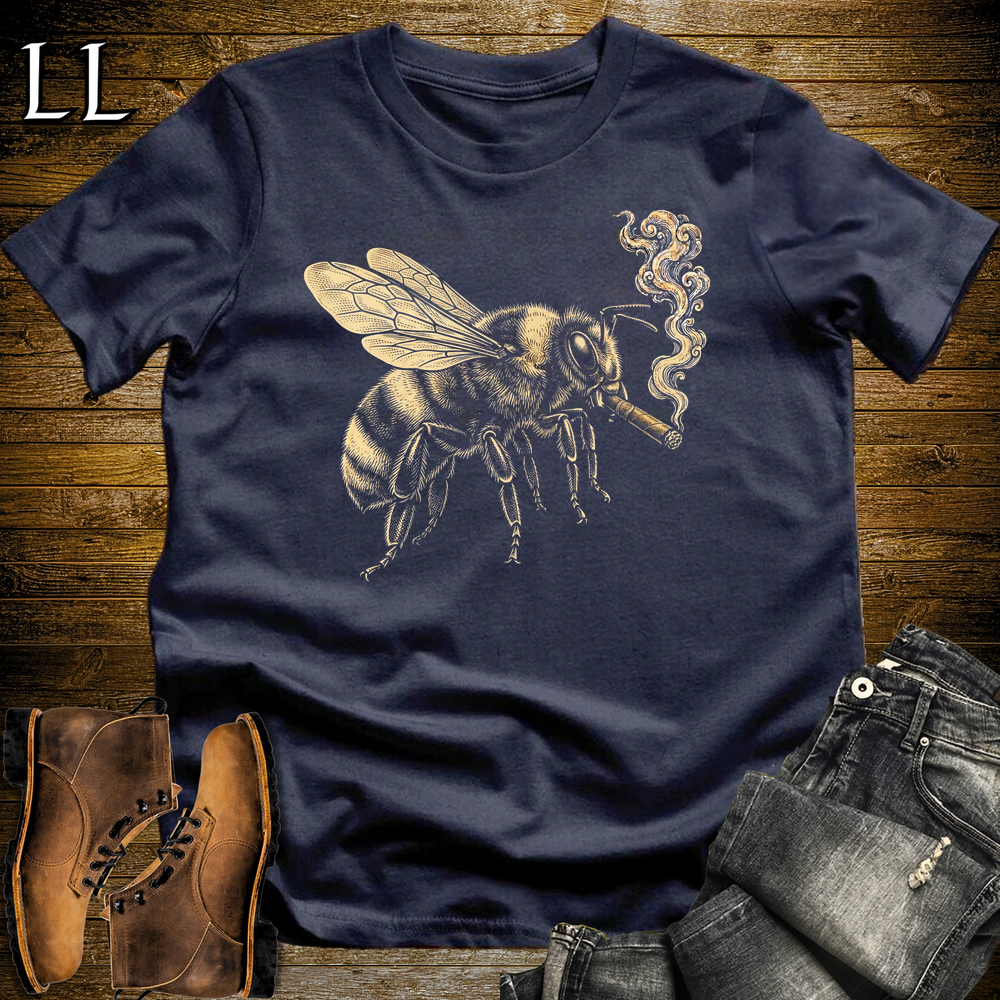 Vintage Cigar Bumblebee Softstyle T Shirt Navy | Cigar Bumblebee Tee