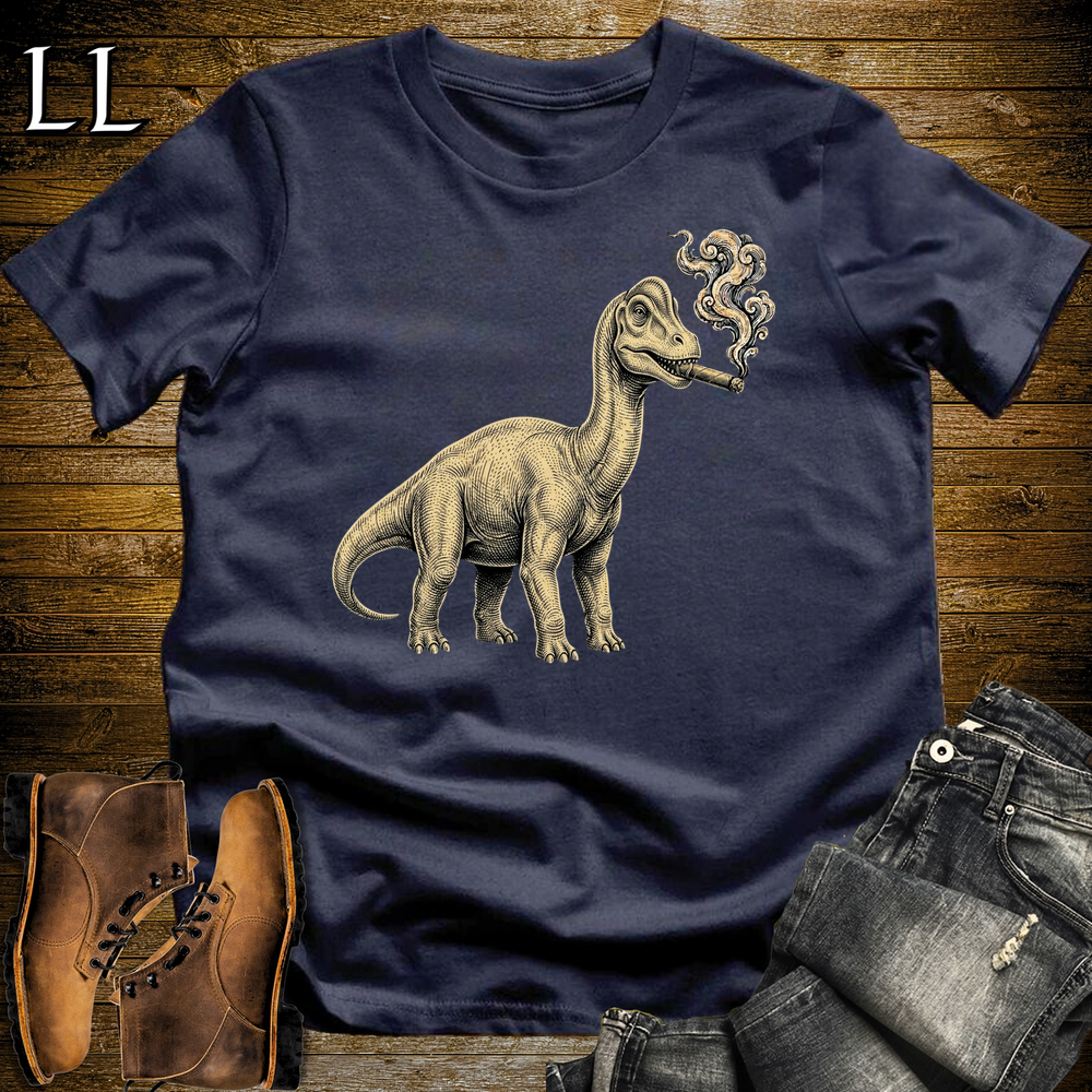 Vintage Cigar Brachiosaurus Softstyle T Shirt Navy | Cigar Brachiosaurus Tee