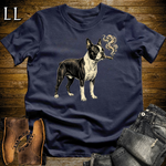 Vintage Cigar Boston Terrier Softstyle T Shirt Navy | Cigar Boston Terrier Tee
