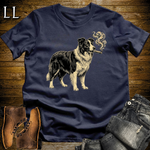 Vintage Cigar Border Collie Softstyle T Shirt Navy | Cigar Border Collie Tee
