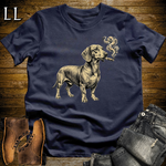Vintage Cigar Dachshund Softstyle T Shirt Navy | Cigar Dachshund Dog Tee