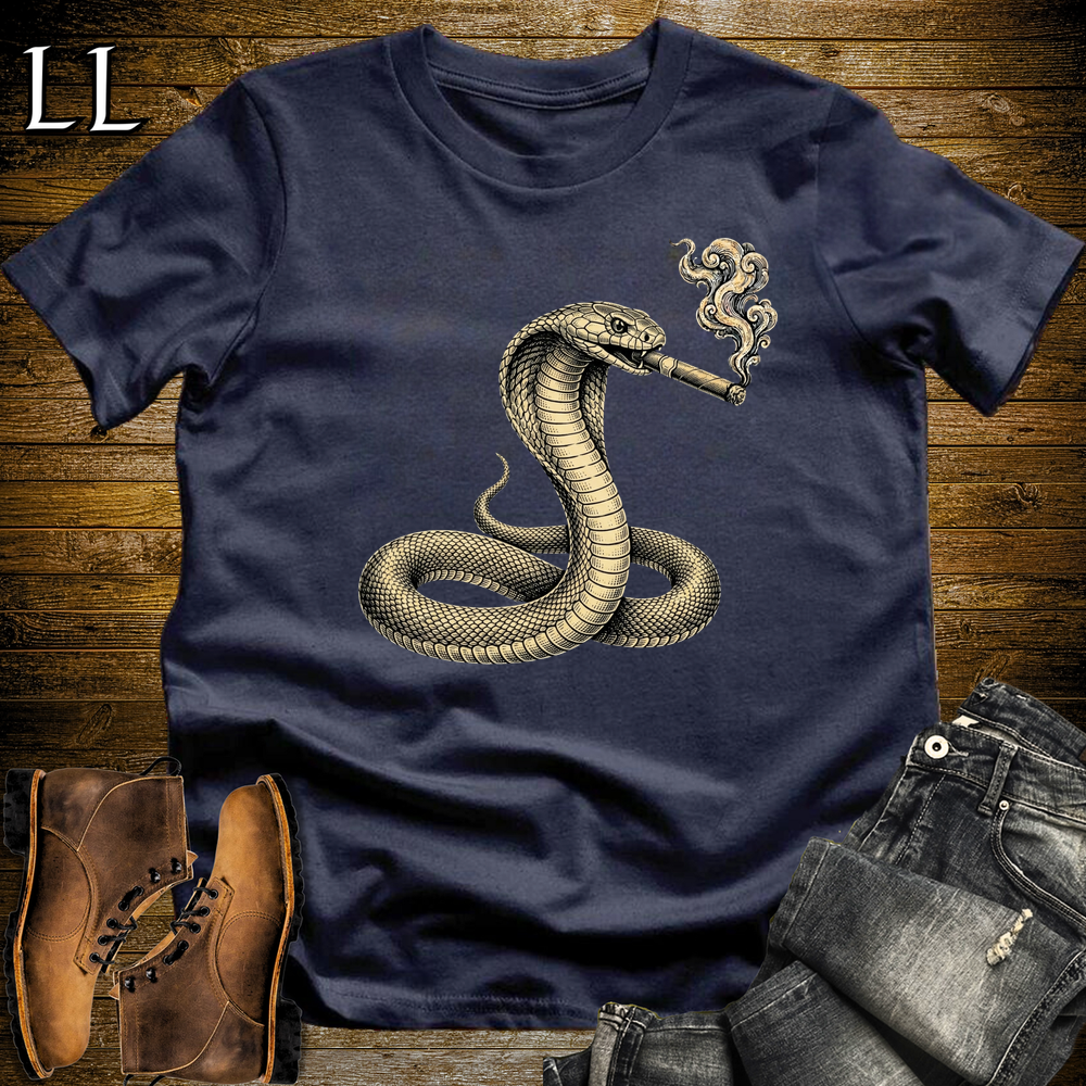 Vintage Cigar Cobra Softstyle T Shirt Navy | Vintage Cigar Lover Tee