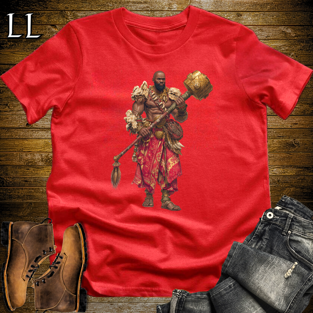 African Gold Mace Warrior King Red | Royal Tee