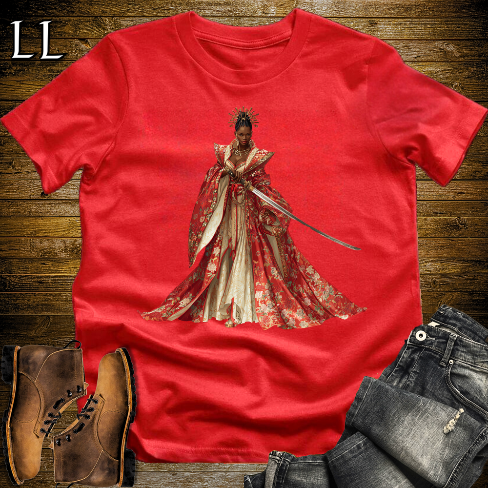 African Red Blossom Samurai Queen Red | African Warrior Tee