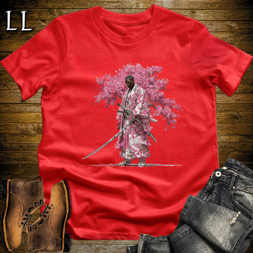 African Cherry Blossom Samurai King Red | African Warrior Tee