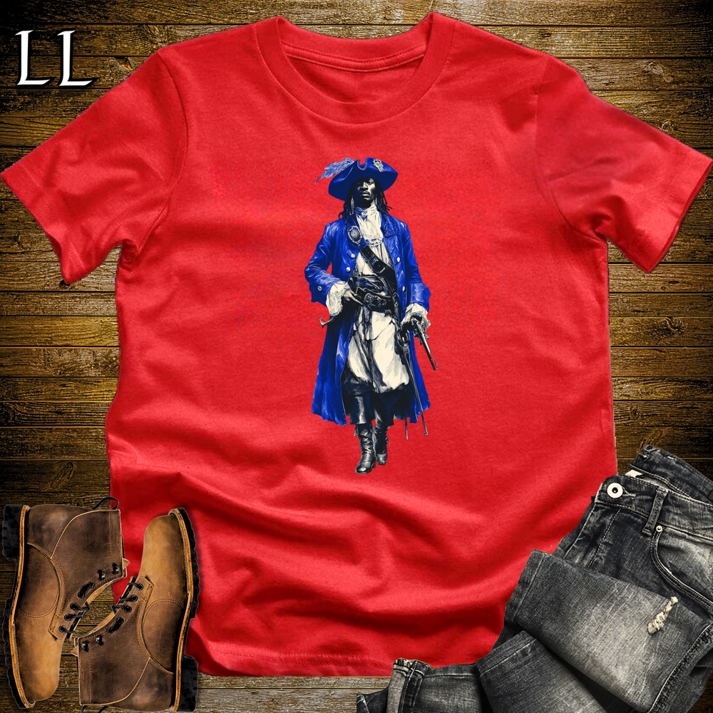 African Blue Pirate King Softstyle Tee Red | African Warrior Tee