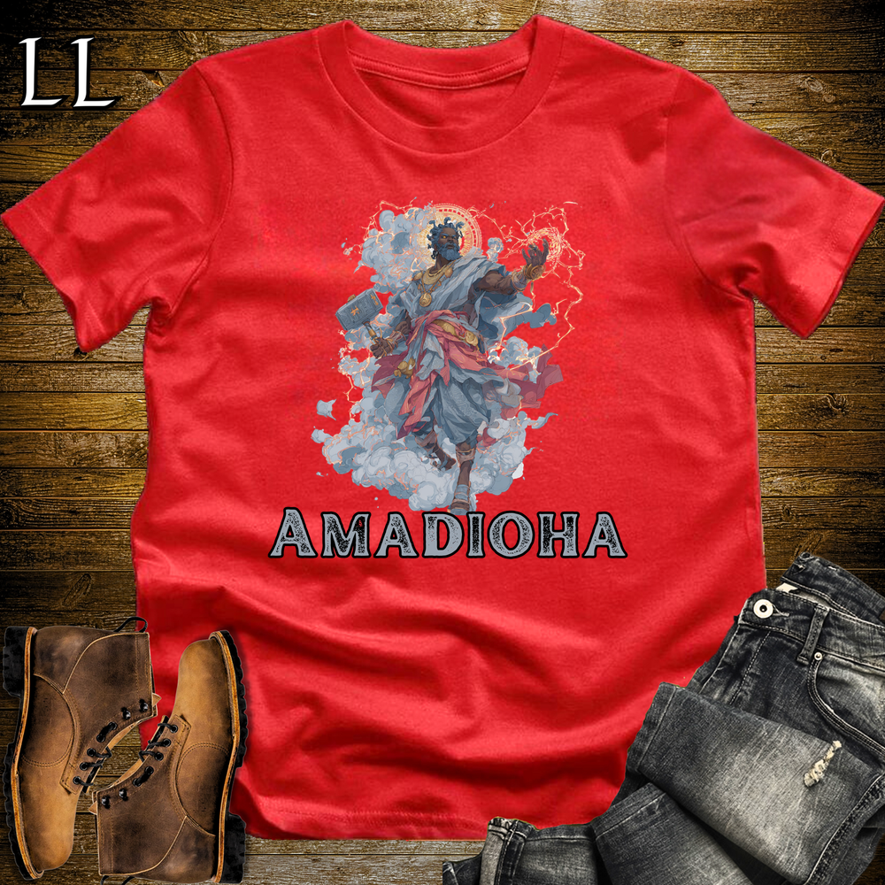 Amadioha African God Softstyle Tee Red | Igbo Thunder God Tee