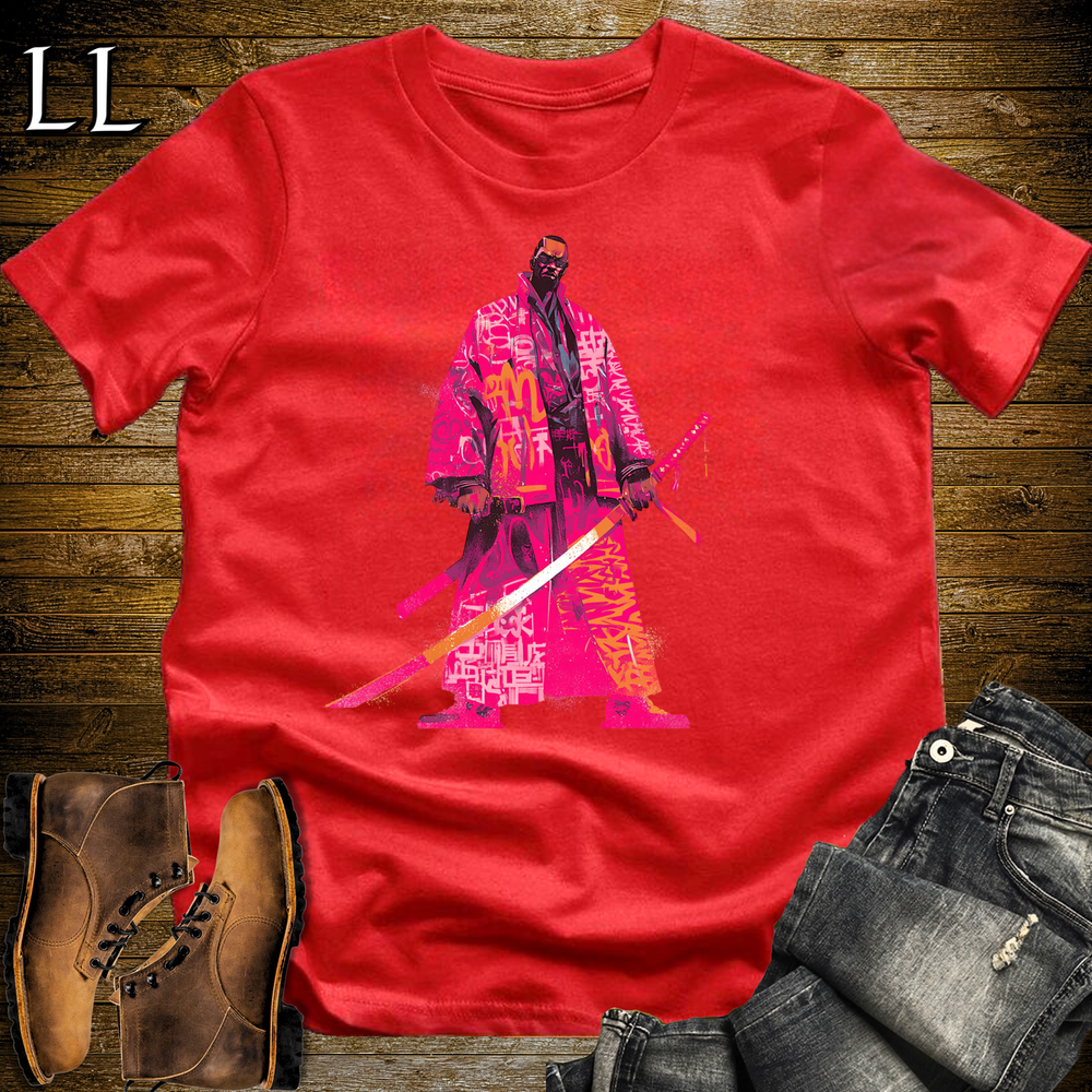 African Pink Street Samurai Red | African Warrior Tee