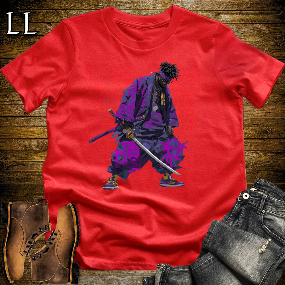 African Purple Street Samurai Red | African Warrior Tee