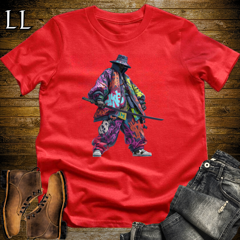 African Graffiti Street Samurai Red | African Warrior Tee