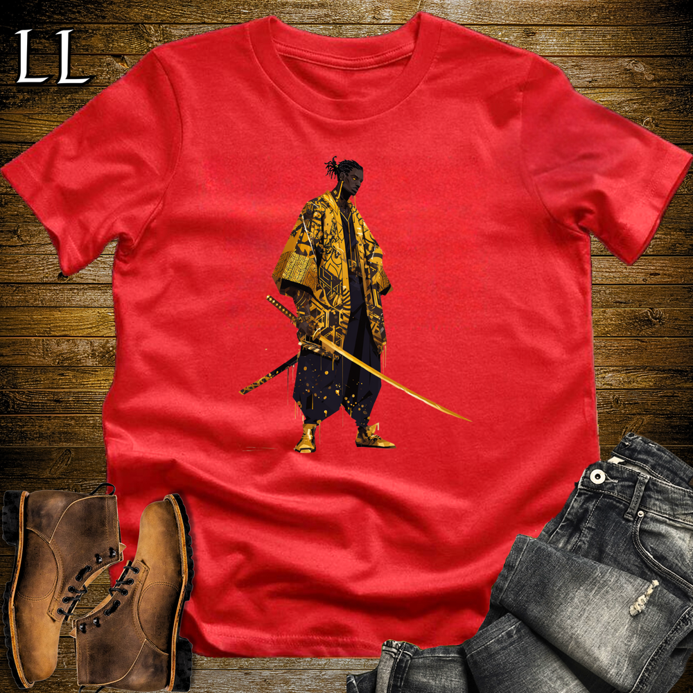 African Gold Street Samurai Red | African Warrior Tee