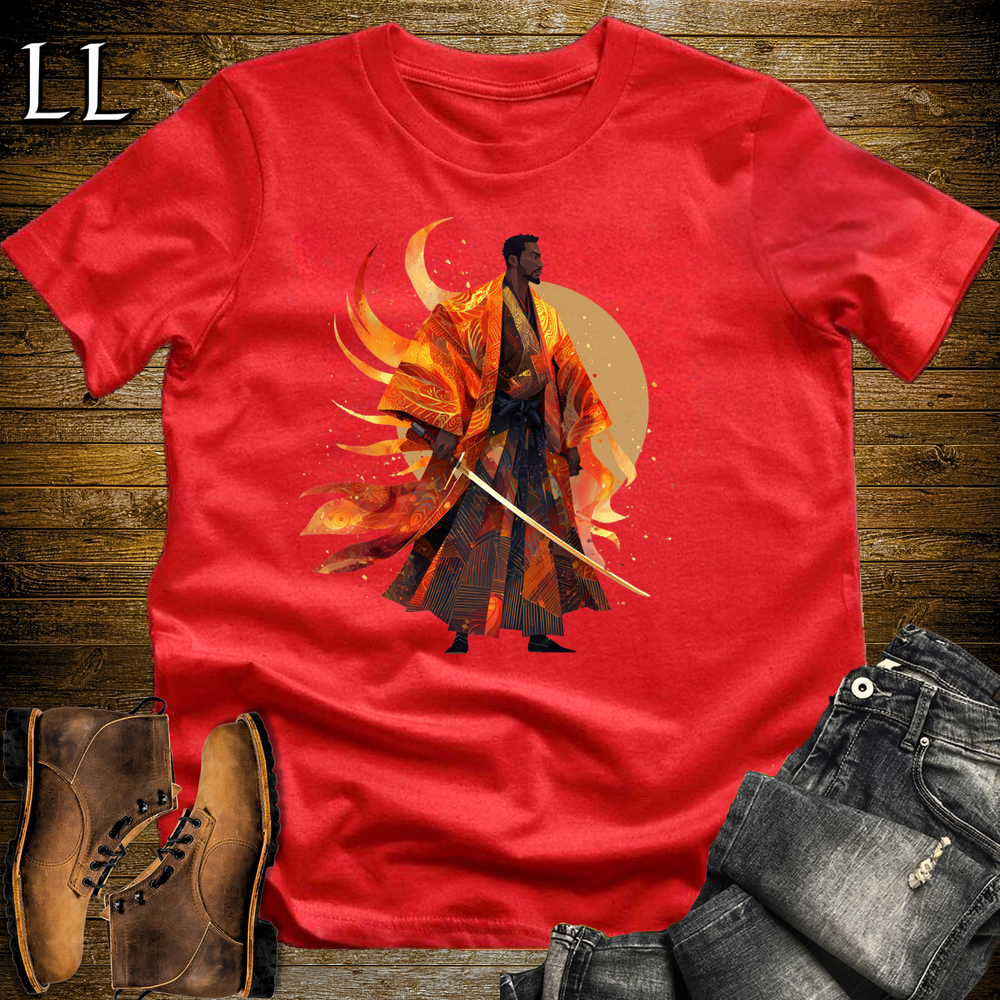 African Flame Samurai Red | African Warrior Tee