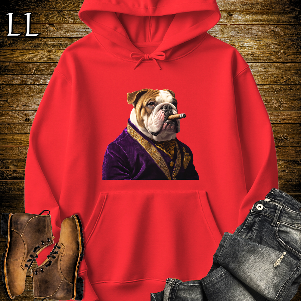 Cigar English Bulldog Hooded Sweatshirt - Red