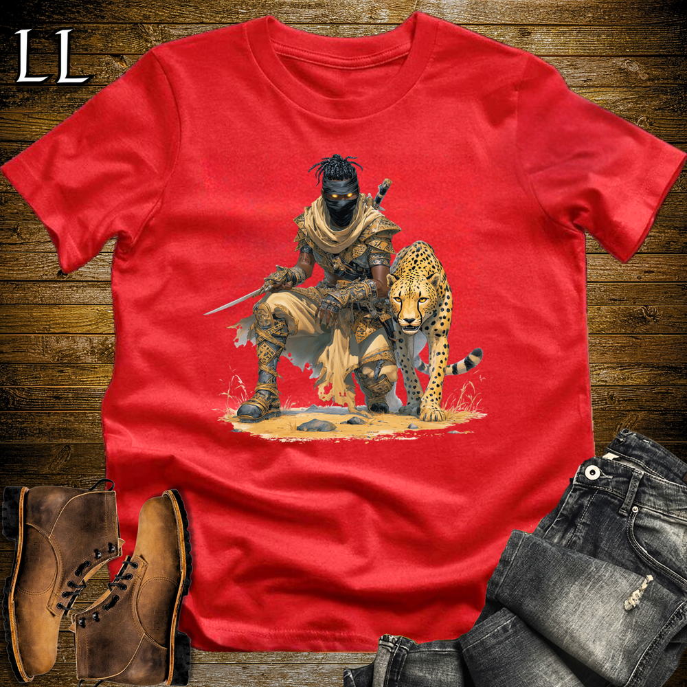 African Cheetah Assassin Softstyle Tee Red | African Warrior Tee