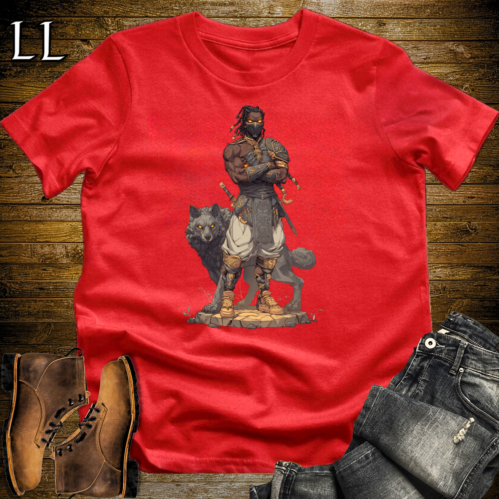 African Black Wolf Assassin Softstyle Tee Red | African Warrior Tee