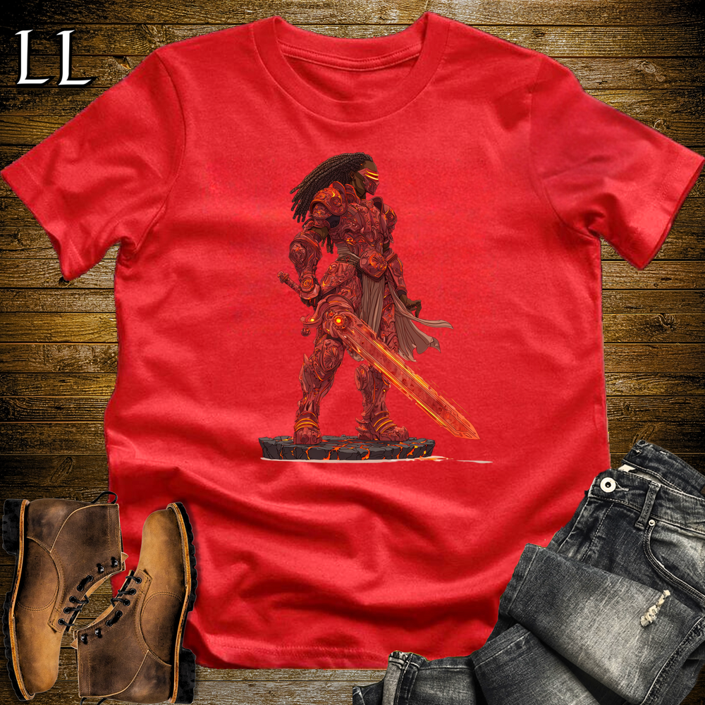 African Lava Sword Warrior Softstyle Tee Red | African Warrior Tee