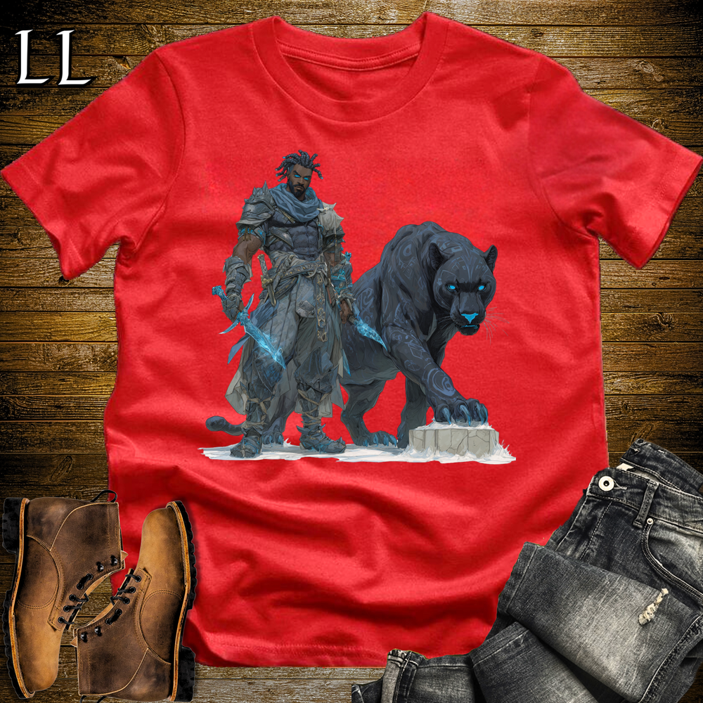 African Runic Black Panther Assassin Softstyle Tee Red | African Warrior Tee