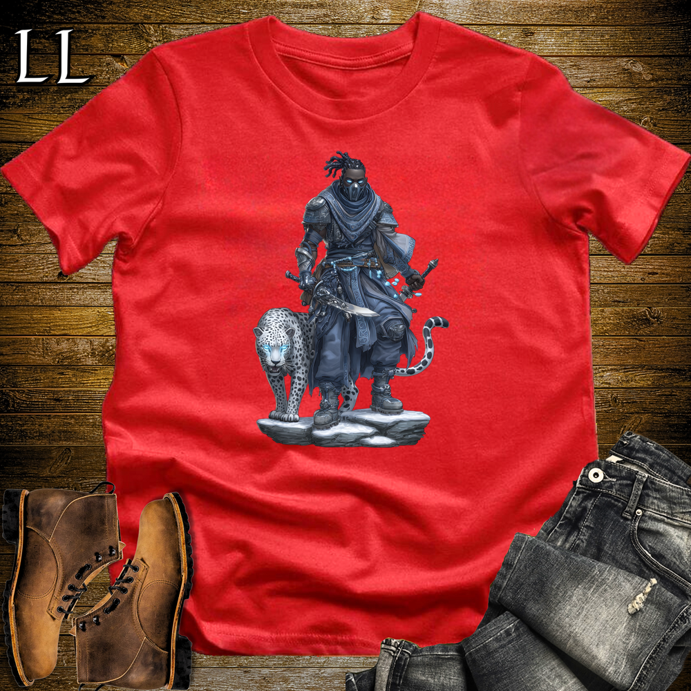 African Snow Leopard Assassin Softstyle Tee Red | African Warrior Tee