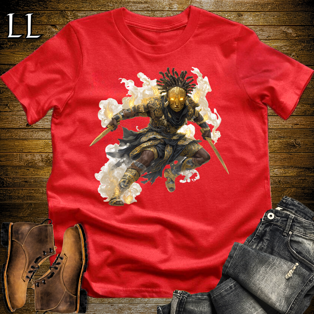 African Tribal Mask Assassin Softstyle Tee Red | African Warrior Tee