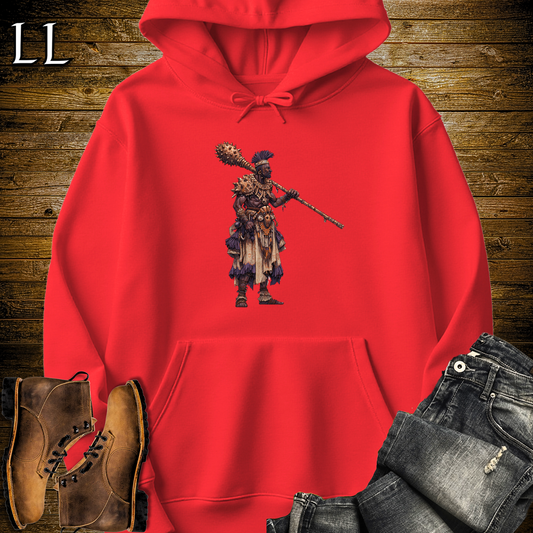 African Copper Mace Warrior Hooded Sweatshirt - Red