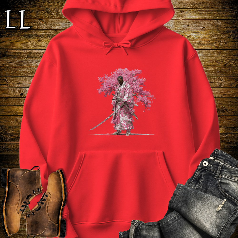 African Cherry Blossom Samurai King Hooded Sweatshirt - Red